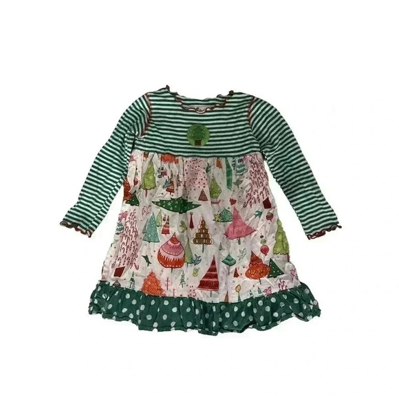 Girls Christmas Dress Sz 4 Peasant Flutter Holiday Outfit 4T Baxter Beatrice - Picture 1 of 6